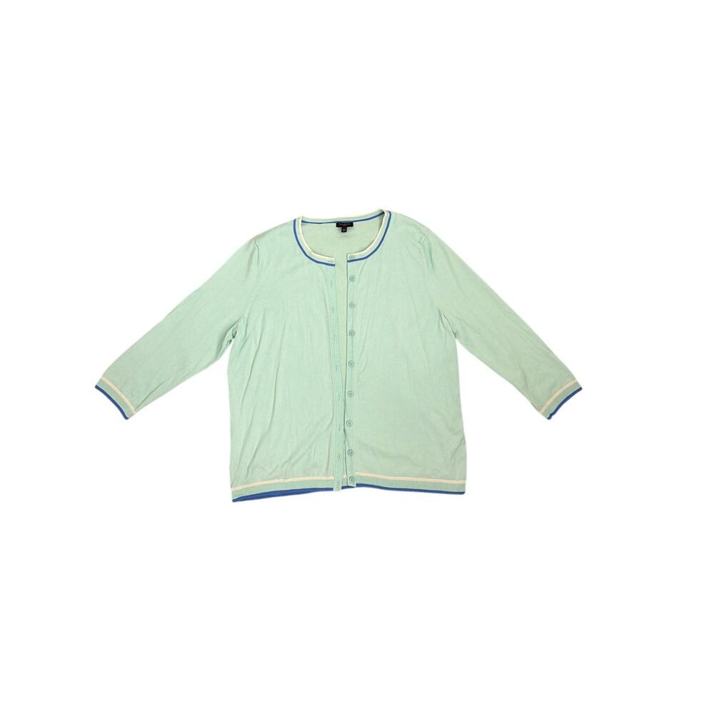 Talbots Charming Cardigan Button Front Mint Green Sweater Size XL - Picture 2 of 4